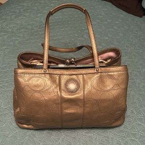Elegant Gold Women's Coach Shoulder Bag